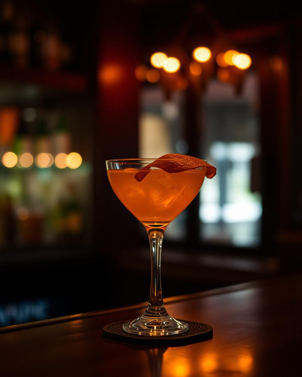 Terracotta negroni cocktail at the bar